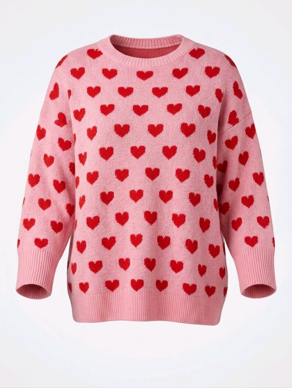 CeCe Soft Pink Ribbed Crew Sweater Mom Grandma